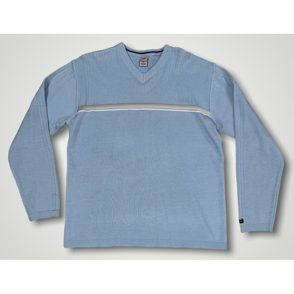 Anchor Blue Men's Longsleeve V Neck Shirt Size Large Light Blue Acrylic